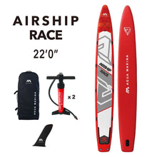 Load image into Gallery viewer, Aqua Marina SUP Board AIRSHIP RACE 22' - Inflatable Package w/ Carry Bag, Paddle, Fin, Pump & Safety Harness - BT-20AS