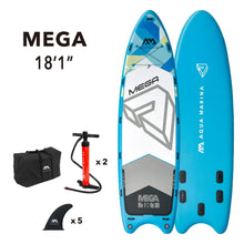 Load image into Gallery viewer, Aqua Marina Stand Up Paddle Board - MEGA 18'1" - Inflatable SUP Package, including Carry Bag, Paddle, Fin, Pump & Safety Harness - BT-20ME