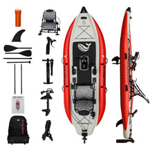 Load image into Gallery viewer, Nautiqua ARUBA Deluxe Paddleboard Fishing Pedal Kayak | Red