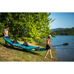 Aqua Marina, 2 Person, VERSATILE / WHITE WATER KAYAK - STEAM 13'6" - Inflatable KAYAK Package, w/ Carry Bag, Paddle, Fin, Pump & Safety Harness - ST-412