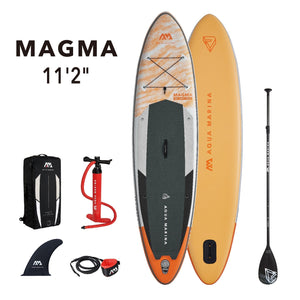 Aqua Marina Stand Up Paddle Board - MAGMA 11'2" - Inflatable SUP Package, including Carry Bag, Paddle, Fin, Pump & Safety Harness - BT-21MAP