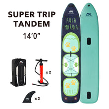 Load image into Gallery viewer, Aqua Marina Stand Up Multi-Person Paddle Board - SUPER TRIP TANDEM 14′ 0″ - Inflatable SUP Package, including Carry Bag, Fin, Pump - BT-20ST02
