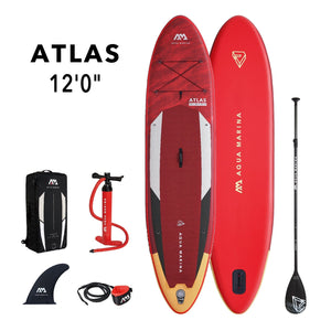 Aqua Marina Stand Up Paddle Board - ATLAS 12'0" - Inflatable SUP Package, including Carry Bag, Paddle, Fin, Pump & Safety Harness - BT-21ATP