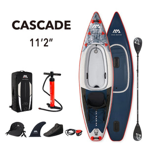 Aqua Marina VERSATILE / HYBRID KAYAK - CASCADE 11'2" - Inflatable KAYAK Package, including Carry Bag, Paddle, Fin, Pump & Safety Harness - BT-21CAP