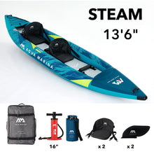 Load image into Gallery viewer, Aqua Marina, 2 Person, VERSATILE / WHITE WATER KAYAK - STEAM 13&#39;6&quot; - Inflatable KAYAK Package, w/ Carry Bag, Paddle, Fin, Pump &amp; Safety Harness - ST-412